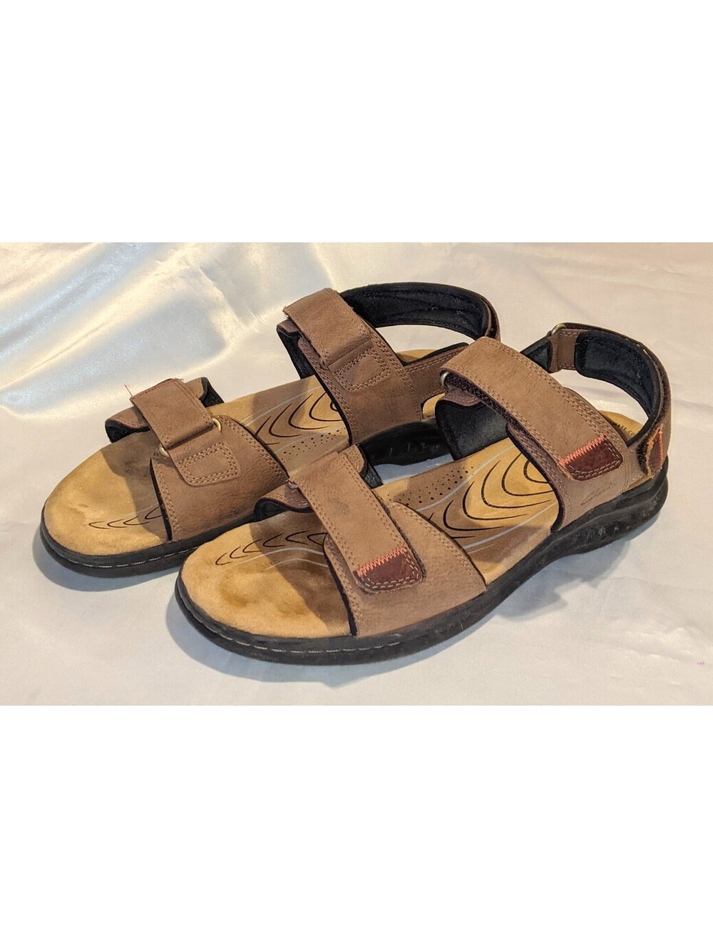 Clarks Men's Hapsford Creek Strappy Adjustable Sandals Tan Leather Sz 11M VGUC